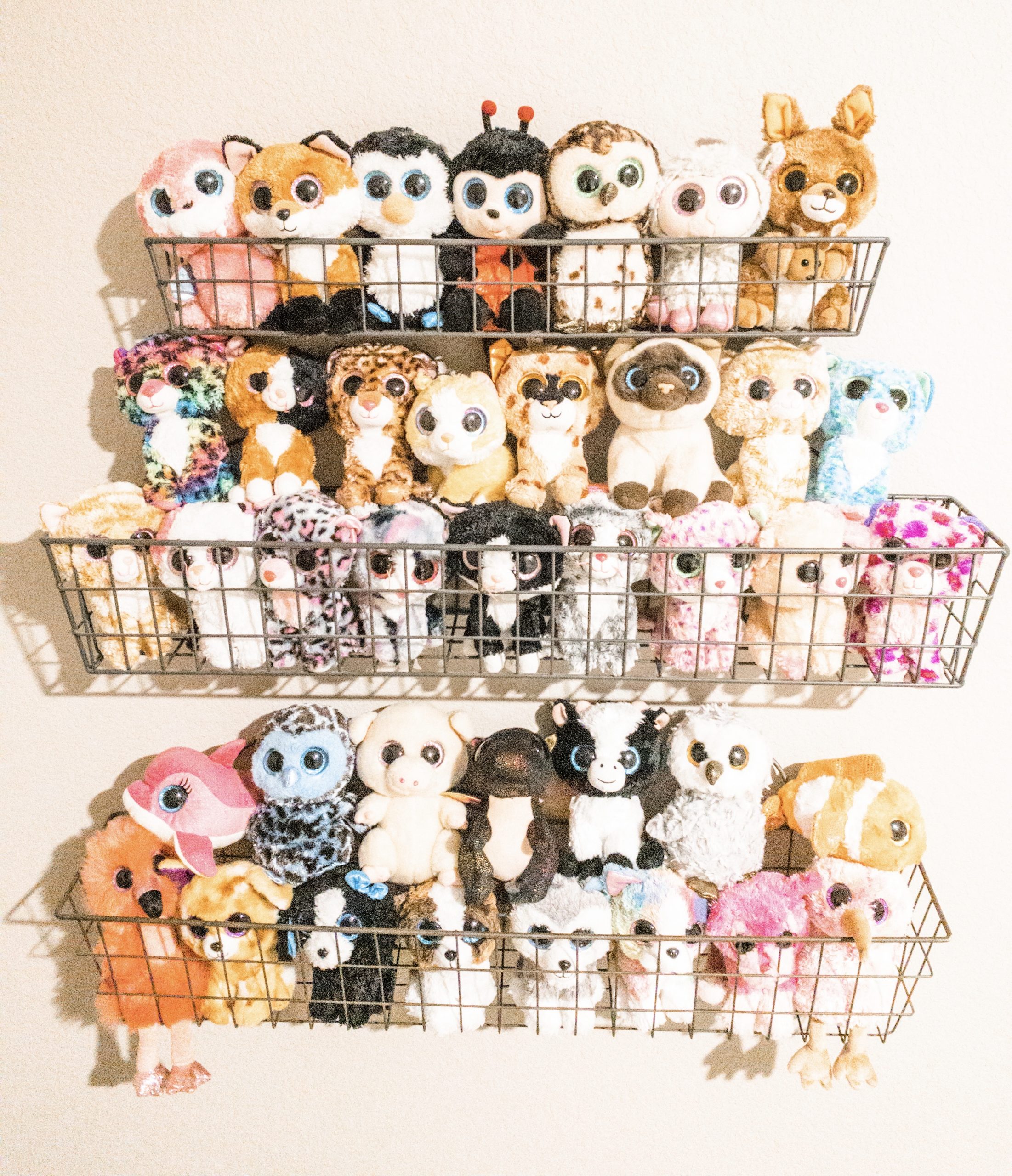 Wire baskets to hold stuffed animals